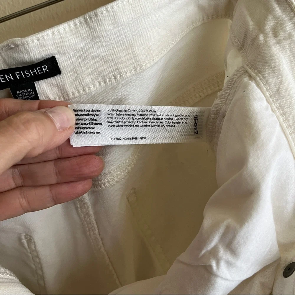 Eileen Fisher Organic High Waisted Slim Straight Ankle Jeans in Natural Size 12 - Picture 5 of 7